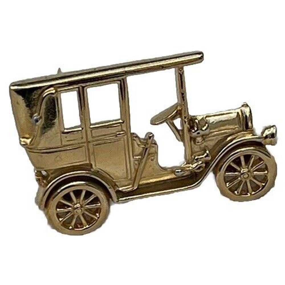 Vintage Trifari Antique Car Rolls Royce Brooch Pin Signed Gold Tone Figural - Picture 7 of 7
